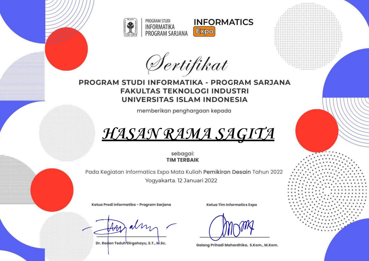  1st Winner of Informatics Expo 2021/2022: Design Thinking